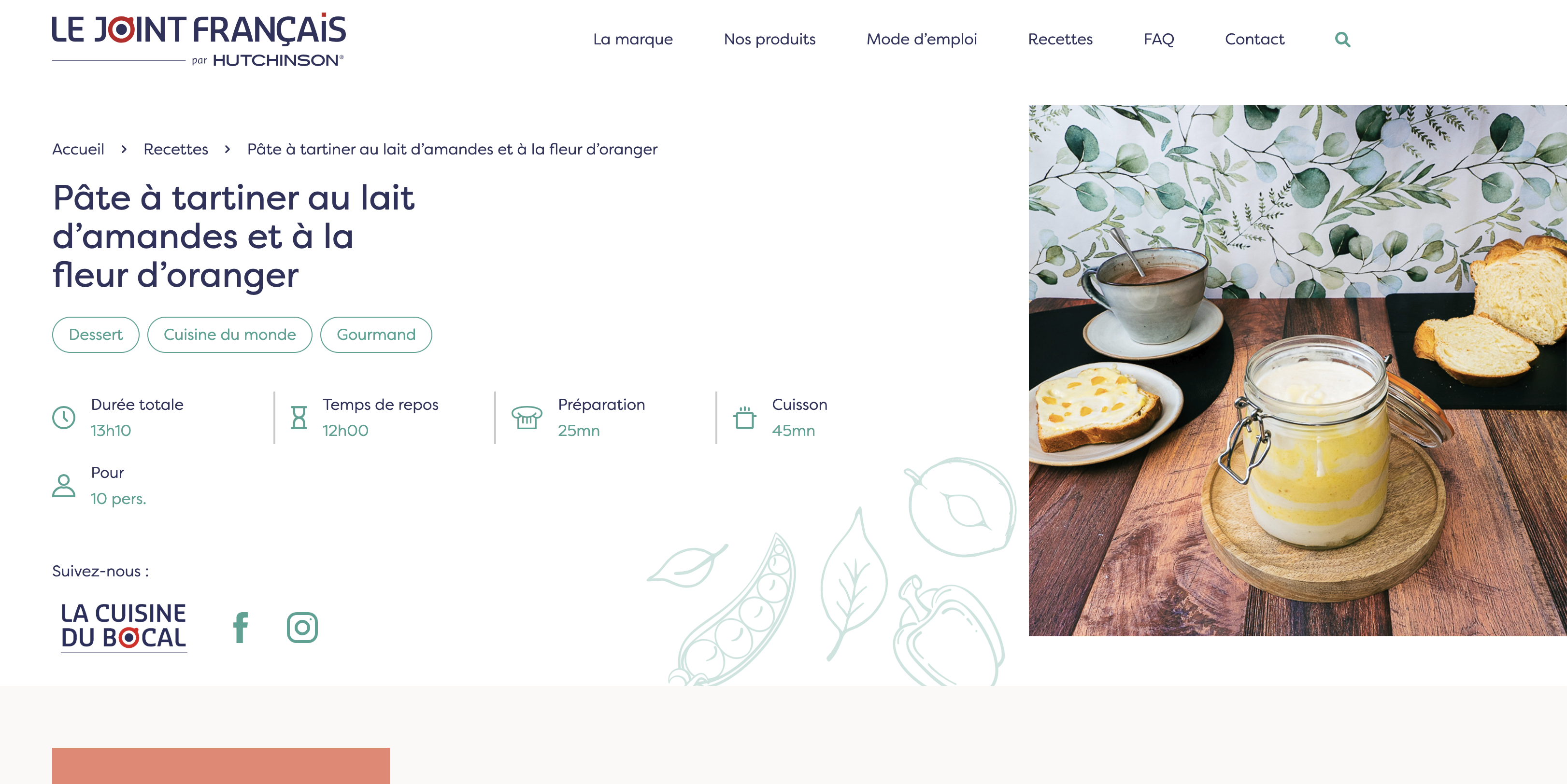 Recette publiée sur le site du Joint Français